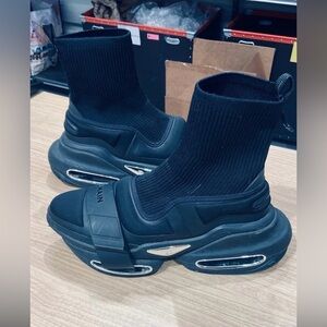 Balmain Black Knit Sock Shoe with Logo Insole
